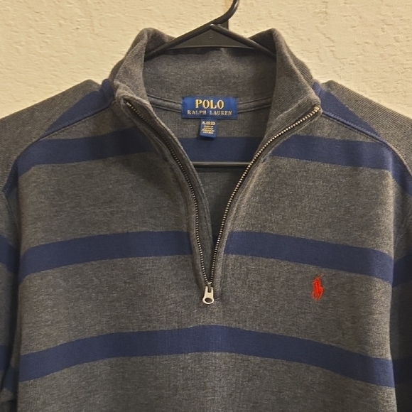 Polo Ralph Lauren Gray and Navy 1/4-Zip-Up Shirt - XL (18-20) - Picture 5 of 13